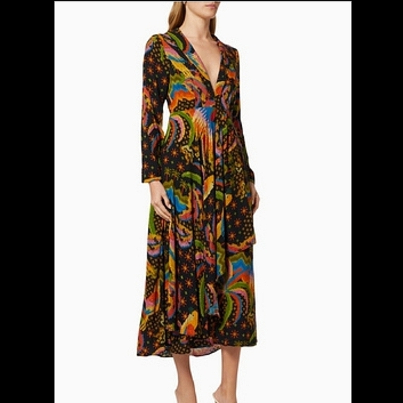 NWT FARM RIO Macaw Island black long sleeve maxi dress size small. - Picture 5 of 10